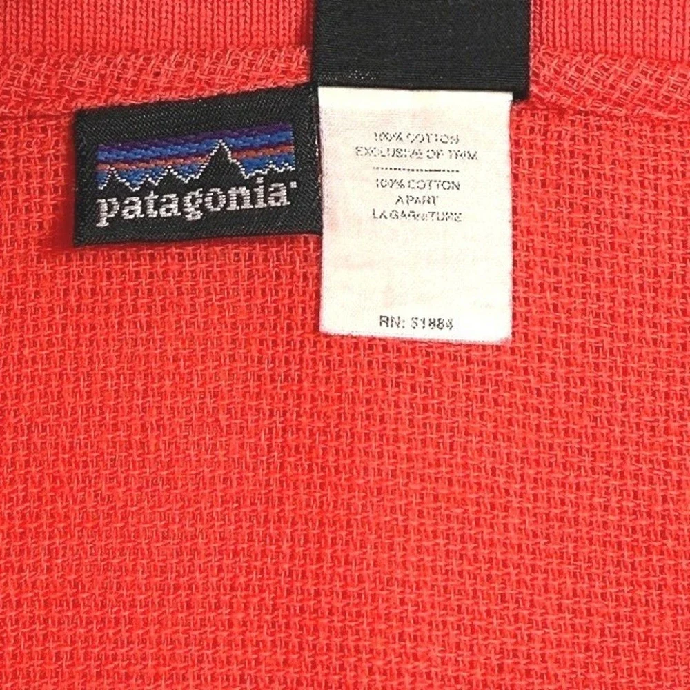 Patagonia Coral Red Short Sleeve Cotton Textured Waffle Knit Polo Shirt‎ Mens XL